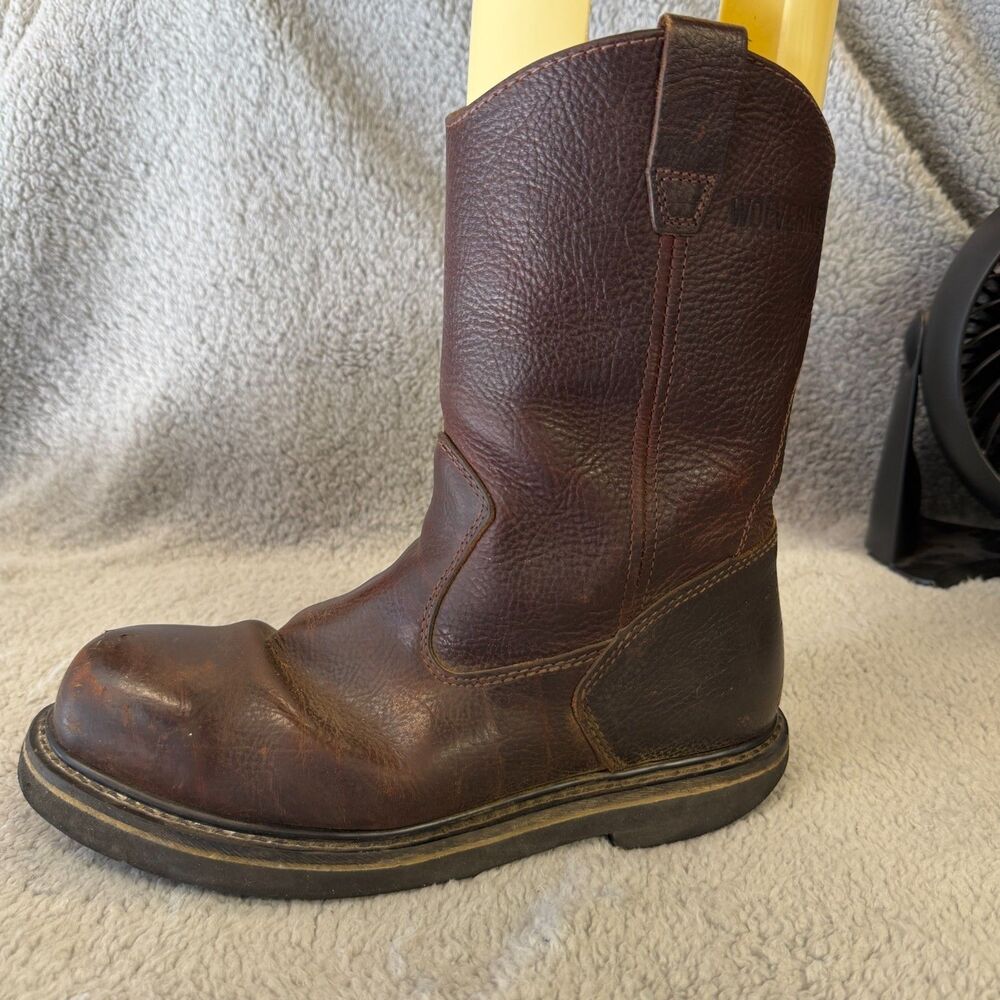 WOLVERINE Work Boots Steel Toe Mens 10.5 Brown Leather Wellington Peanut W03146